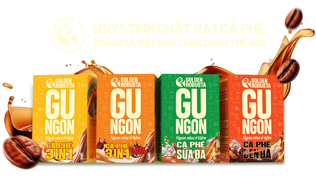 Golden Robusta Gu Ngon cà phê hòa tan 100% robusta